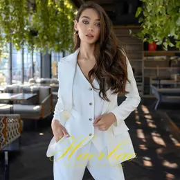 Inne odzież 3-częściowy garnitur dla kobiet białe kamizelki kurtki Zestaw ślubny smoking projekt mody niestandardowy rozmiar luźne ubrania dla kobiet Y240509