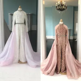 Pailletten Strampler mit Ab -Stein -Organza -Rock hoher Nacken kleines Mädchen Festzug Kleid Reißverschluss Rücken Langarmes Kinder Preteen Festzugskleider 183e