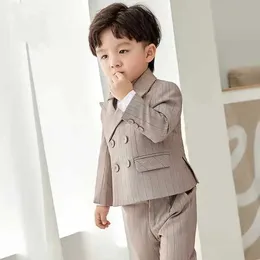 Suits Children Khaki Luxurious Birthday Dress Flower Boys Beaufitul Photograph Suit Baby Kids Formal Wedding Performance Tuxedo Wear