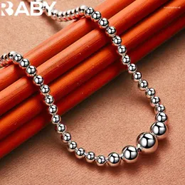 Anhänger Urbaby 925 Sterling Silber Gradient Größe 6 8 10 12 mm Perlen Halskette für Frauen Männer Perlenkette Halsketten Hochzeitsfeier Schmuck