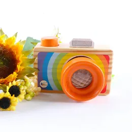 DIY Wooden Mini Baby Rainbow Camera Toy Wood Pingents Montessori Toys para crianças crianças fingem jogar presentes divertidos 240509