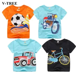 Vtree Summer Baby Boys T Shirt Cartoon Car Print Botton Tops TEE FOR TEE FOR TEE DZIECI UNIWACJA 28 ROK 240511
