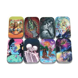 25 Styles Raw Cartoon Mini Metal Tinplate Tobacco Storage Box With Flip Lid Empty Hinged Iron Boxes For Cigarette Container Smoking Accessories Dry Herb Smoke Case