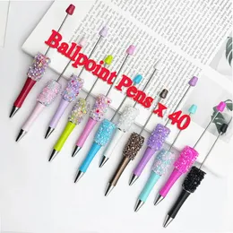 40pcs Harz Diamant Pailletten Perlen Stift Großhandel kreative DIY -handgefertigte Aufkleber Set Perlen -Kugelschreiberstifte