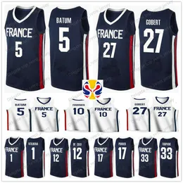 Maglie da basket della squadra della Coppa del Mondo 2019 2 Amath Mbaye 17 Vincent Poirier 21 Andrew Albicy 26 Mathias Lessort Batum Gobert Fournier