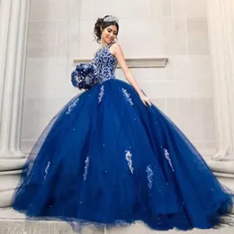 Abito da ballo in tulle blu reale abiti Quinceanera Crystal 2020 Abiti da ballo di New Party Party Long Arabics Dresses Vestidos de Quincea ERA 272A