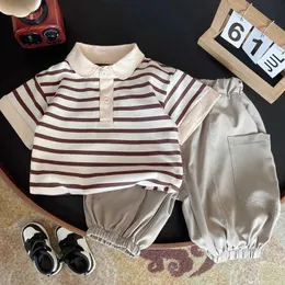Kleidung Sets Baby -Kleidungsstück Set kurzärmeliges Polo -Hemd+kurze Kinder -Set Casual Summer Clothing für kleine Kinderl2405