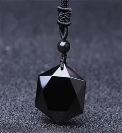 Drop Black obsydian wisior Naszyjnik obsydian gwiazda wisiorek Lucky Love Crystal Jewelry z liną uzdrawianie Reiki 3083582