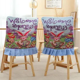 Chair Covers 2pcs Easter Cover Polyester Dining Room Fitted