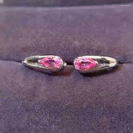 Brincos de argolas naturais reais rosa safira breolas de água estilo 3 5mm 0,4ct 2pcs gemstone 925 jóias finas de prata esterlina l243214
