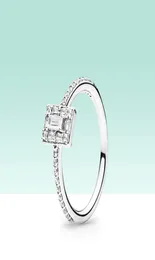 Nuovo anello di alone quadrato scintillante estate per sterling in argento 18k oro rosa cz diamanti anelli da sposa set con box7273518 originale