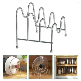 Armazenamento de cozinha de três camadas com caldeira de tampa de tampa de pátio de roupas de secagem organizador vertical para vasos de arame de ferro pan prato