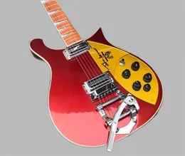 620 660 6 String Metalik Kırmızı Caz Elektro Gitar Dama Tahtası Bağlama, İmza Altın Sparkle Pickguard, Lacquer Glos