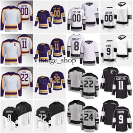 Vin Man Woman Youth 2023 Retro retro hóquei 12 Trevor Moore Jerseys 22 Kevin Fiala 11 Anze Kopitar 8 Drew Doughty 32 Jonathan Quick 9 ADR