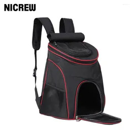 고양이 캐리어 Nicrew Pet Carrier Bag Backpack 휴대용 붕괴 가능한 통기성 중간 개 배낭 야외 전면 메쉬