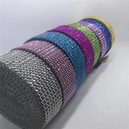 الإمدادات الاحتفالية 19 ألوانًا للاختيار 10 يواردز 8ROWS Diamond Mesh Roll Roll Sparkle Rhinestone Crystal Ribbon Barty Cake Cake Decoration