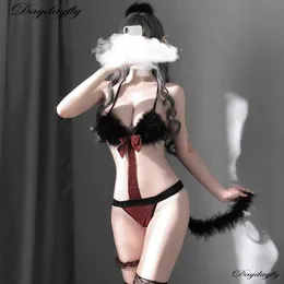 Set sexy womens lingerie sexy coniglio ragazza katz uniforme set gioco di gioco gatto coda Q240511