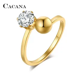 Wedding Rings Kakana stainless steel ring womens pearl plated and cubic zirconia fashionable jewelry wholesale code R76 Q240511