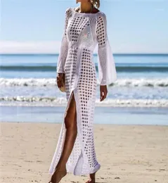 Sarongs 2021 Crochet White Knitting Beach Cover Up Tunic Tunica Long Bikini UPS SWEAS BEACHED ABBIASTRAMENTO19095954