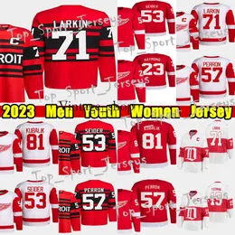 Vin #71 Dylan Larkin Reverse Hockey Jersey #53 Moritz Seider 57 David Perron Lucas Raymond Dominik Kubalik Tyler Bertuzzi Gordie Howe