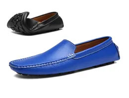 AGSan Genuine Leather Men loafers Moccasins Blue Mens Driving Shoes Big Size 3847 Italian Loafers Shoes Handmade Casual Shoes 2015696095