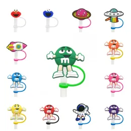 PVC straw topper bean space cartoon Silicone Straw Tip Splash Proof Drinking Dust Cap straw cap Suit For7mm-8mm straw cap