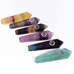مجموعة كاملة من Quartz Crystal Smoking Pipes Energy Stone Wand Healing Points Tower Points Gemstone TobiPe W/Gift Box N Osra