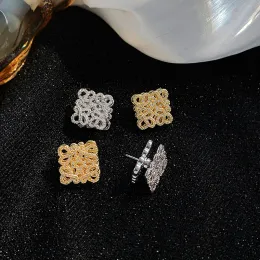 Brand Stud Diamonds kolczyki puste kwadratowe kolczyki Wyciągnięte z 18 -karatowym Złotym Luksusowym Projektantem dla kobiet biżuteria ślubna Chirstmas Prezent -3