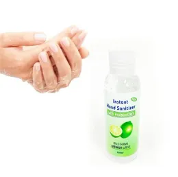 Hot Sell Lime Lukt Hand Sanitizer Gel med vitamin E -engången Inget rent vattenlöst antibakteriellt 100 ml