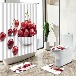 Tende per doccia estate tende tropicale tropicale ciliegia ciliegia btterberry kiwi design bagno bagno tappeto tappeto bagno copertina tappetino