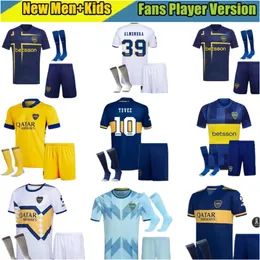 アダルトキット20 21 Cavani Boca Juniors Soccer Jerseys 2024 2025 Maradona Benedetto Marcos Rojo Carlitos Tevez Barco Medina Langoni 22 23 24フットボールシャツ男性キットキット