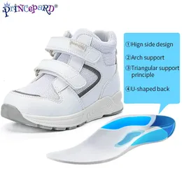 Princeparard Kids Orthopedic Shoe осень открытые белые кожаные спортивные кроссовки с поддержкой Arch для ходьбы на цыпочках Flatfoot 240430