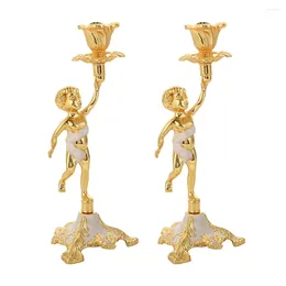 Titulares de vela 2pcs adorável portador de mesa Ornament European and American Style Candlestick