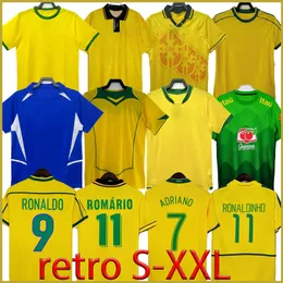 Kit1994 Ronaldinho Brasils Vintage Jersey Romario Rivaldo Brasil Carlos Camisa de Futebol 1998 2002 Ronaldo Kaka 2006 2000 Pele Retro Soccer Jerseys Kids