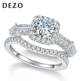 Eheringe Dezo Moissanit Ring Set für Frauen 1,53 CTW Retro Solid 925 Silber Engagement VVS1 D Farbe GRA Zertifikat Q240511