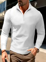 Moda Autumn Winter Mens Longsleeeved Polo Shirt Casual Tshirt Waffle Antiwrinkle Men 240513