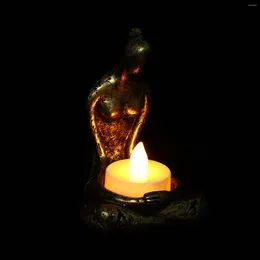 Candle Holders 1 Set Western Religious Prayer Candleholder Angel Yoga Girl Resin Ornament