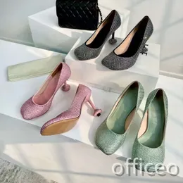 Tasarımcının Yuvarlak Başlı Yeni Sandal Çantası Plus, L Harf Letter High Topuklu Seksi Diamond Trim Tasarım Moda Kadın Topuklular 4.5cm Klasik Seyahat Günlük Giyim 35-40