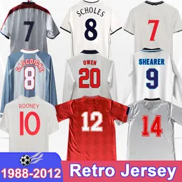 1989 2012 Shearer Mens Retro Soccer Jerseys Owen Southgate Sheringham Scholes Gerrard Rooney Gascoigne Home Away Red Football Shirts