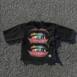 Maglietta da streetwear y2k harajuku denti hip hop stampa maglietta di grandi dimensioni da uomo a manicotto rotondo in cotone top a maniche corte 240513 240513