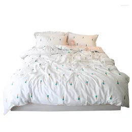 Sängkläder sätter japansk enkel randig bomullsuppsättning mode söt mjuk smidig modern design housse de couette mariage dekoration ec50ct