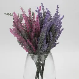Fiori decorativi 25 teste 5 forchette 38 cm colorato di seta artificiale Lavender decorazioni per feste per la decorazione per il matrimonio
