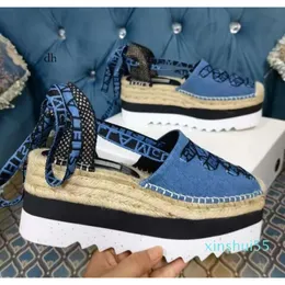 Plataforma Gaia alpargelas Stella McCarey Sandals CM Aumentando Sapatos de verão de jeans de cunha de moda e 8f