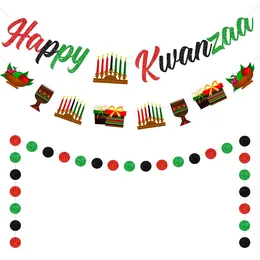 Party decoração Sursurprise Happy Kwanzaa Candlestick Banner Garland Polca Polka Dot String for African Harvest Festival Supplies