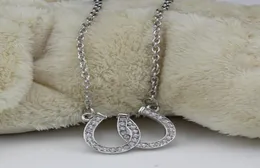 Bly- och nickelsmycken dubbel hästsko hänge halsband av hästsko smycken dekorerade med vit tjeckisk kristall3640594