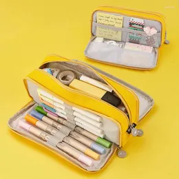 Bolsas de armazenamento Caixa de lápis de grande capacidade Macaron Color Oxford Pen Bolsa Poupayeryery para estudantes do ensino médio júnior