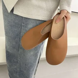 Close Toe Slippers For Womens Ladies Fashion Summer Loafers Female Loafers Indoor Outdoor Shoes Sandals New Tan Scuffs Trend Brown