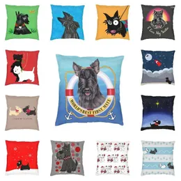 Cuscino adorabile Copertura di Terrier scozzese 60x60 cm Scottie Dog Throw decorazione per letti per letti da sedere