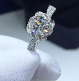 Küme halkaları 1CT gül şekli moissanit elmas yüzük s925 sterling silve geçti testcolor vvs kadın nişan lüks mücevher9796974