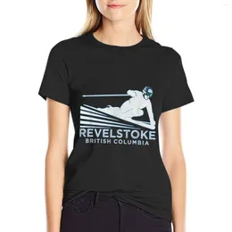 Kadın Polos Retro Kayak Revelstoke BC Illustration - Vintage Snow T -Shirt Kawaii Giysileri Tees Üstler Moda Kadın Bluz 2024